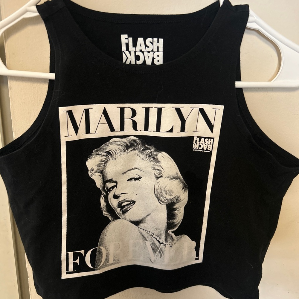 Flashback Black Marilyn Graphic Crop Top